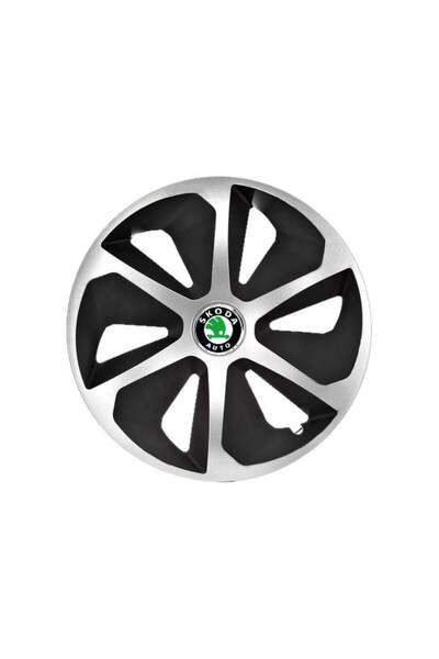 Autohelix MSA Set de 4 capace de jantă Roco Gri-Negru R16 pentru gama auto Skoda