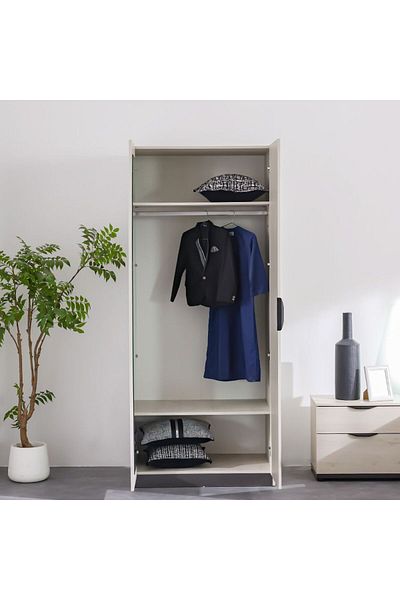 Danube Home Pletora 2 Door Wardrobe W/ Mirror Inside - Grey Oak L91.6xW59.5xH216cm