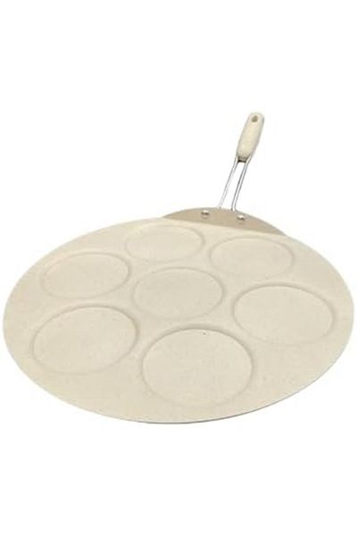 drobina Long Handle Pancake Pan | Turkish Granite Crepe Pan | Non-Stick | Cream Color