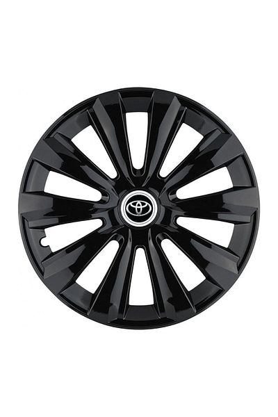 Autohelix MSA Set de 4 capace pentru roți, potrivite pentru jante R14, pentru Toyota, model delta negru