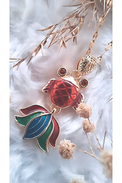 Serenity قلادة من الفولاذ على شكل سمكة نار حمراء