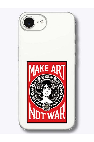 frondcase حافظة هاتف شفافة لهاتف iPhone 16e Make Art Not War