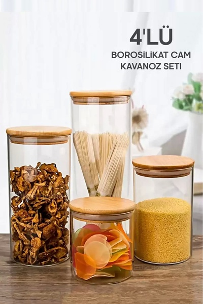 Berdina Home Adet Vakumlu Bambu Kapaklı Cam Kavanoz Borosilikat Cam Vakumlu B...