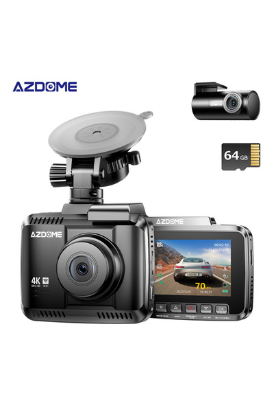 AZDOME داش كام - GS 63H PRO بدقة 4K وعدستين لتصوير شامل ، تدعم GPS وWi-Fi وBluetooth