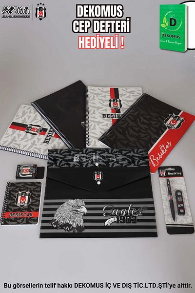 Beşiktaş "DEKOMUS POCKET NOTEBOOK WITH GIFT" ΑΔΕΙΑ Α4 ΣΠΙΡΑΛ 2 ΤΕΜΑΧΙΑ ΤΕΤΡΑΓΩΝΑ, 2 ΤΕΜΑΧΙΑ ΣΤΡΑΓΓΙΩΜΕΝΑ ΣΗΜΕΙΩΜΕΝΑ, ΛΟΓΟΤΥΠΟ
