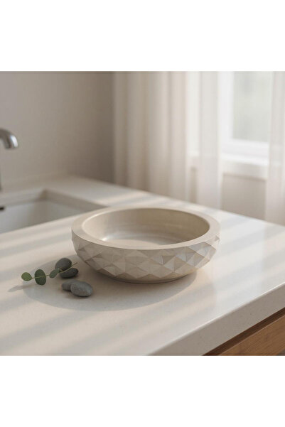 BELLATRİX ATÖLYE Piramit Desenli Çok Amaçlı Dekoratif Kase 20x6 cm