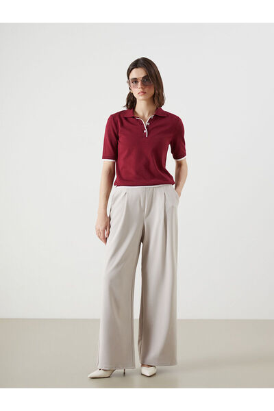 LC Waikiki Peak New Season Elastic Waist Wide Leg Women's Pleated Trousers