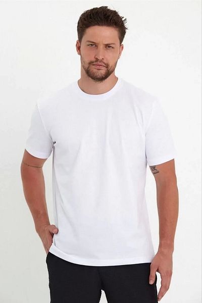 SuQ Men's 24/1 Plain A Quality Oversize T-shirt - White