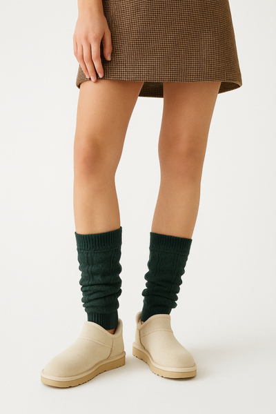 Hakan Collezione Women's Green Acrylic Premium Long Aerobic Leggings Boot Socks