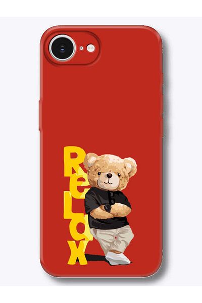 frondcase iPhone 16E Teddy Bear Relax Red Phone Case