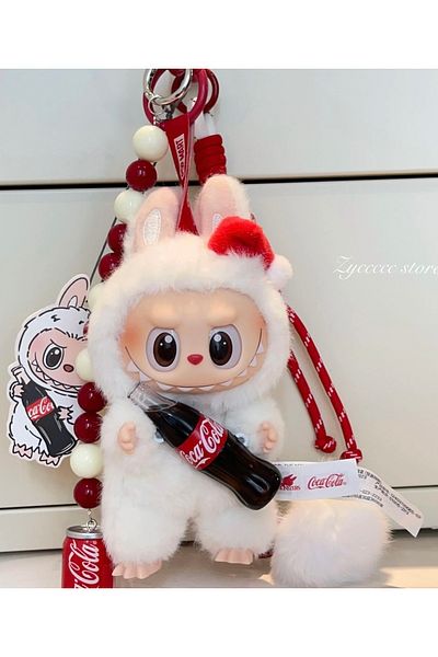 happystoretr Jucărie de plus din seria Macaron Monster de a treia generație Labubu Doll coca cola