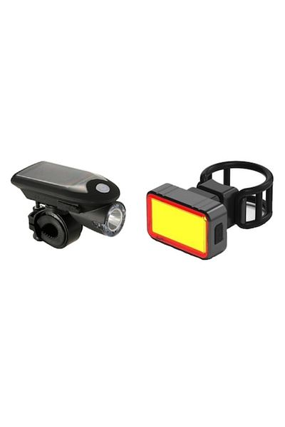 Carsons Set 2 buc, Lampă solară frontală și lumină spate cu 28 LED-uri, Reîncărcabilă USB, Modele noi, Marcă, Negru
