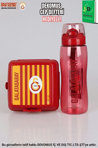 Galatasaray "Dekomus Pocket Notebook with Gift" New Season Licensed 700 ml Water Bottle and 2-Layer Lunch Box