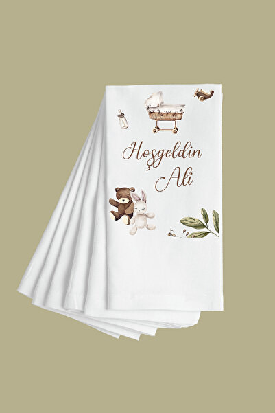 Peçetella Hoş geldin Bebek Peçetesi İsme Özel Baskılı 20'li 33x33