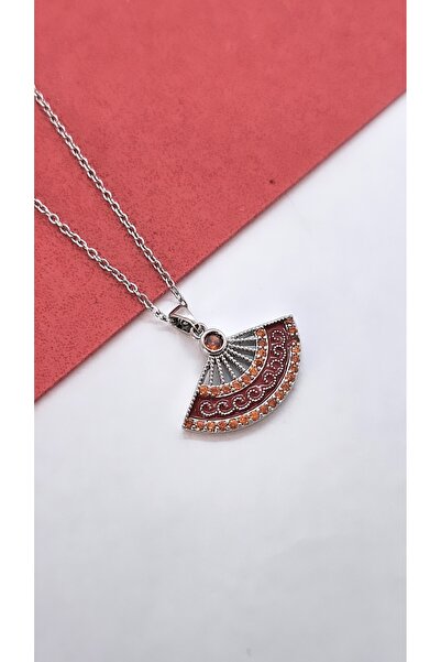 Serenity قلادة من الفولاذ على شكل مروحة من حجر الزركون