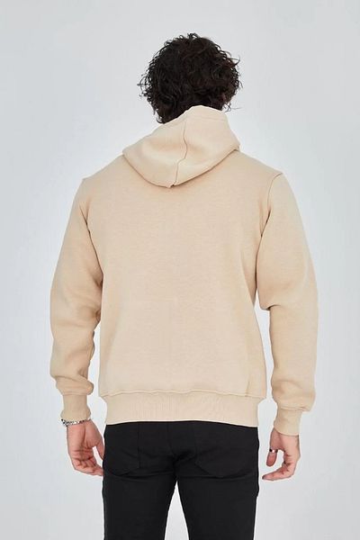 SuQ Men's Hooded Printed Zippered Cardigan - Beige