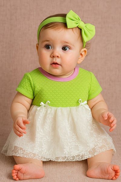 Yalçınoğlu Kids Baby Girl Breathable Tulle Detailed Flexible Casual Comfortable Stylish Soft Dress - Baby Girl Special Occasion Dress