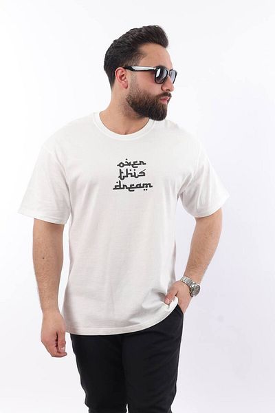 STOCX Men's Oversized T-Shirt -'Open This Dream' Text and Carpet Pattern Back Print