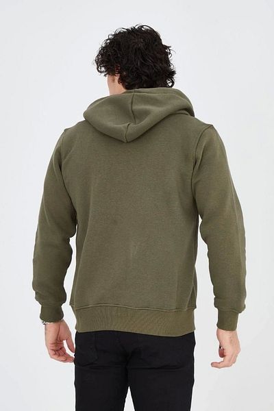 SuQ    Men's Hooded Printed Zippered Cardigan - Green