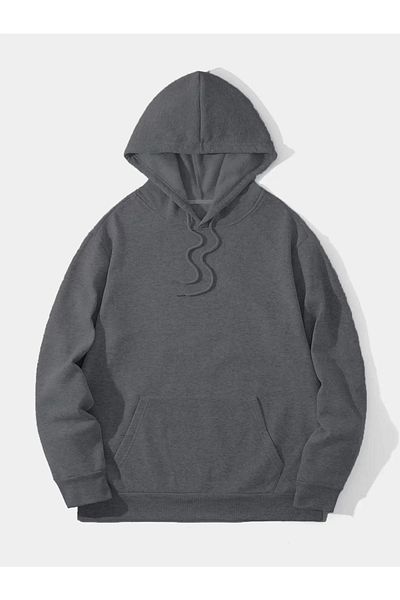 SuQ Men's Plain Hooded Sweat - Smoke