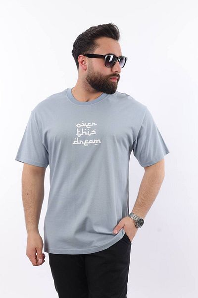 STOCX Men's Oversized T-Shirt -'Open This Dream' Text and Carpet Pattern Back Print