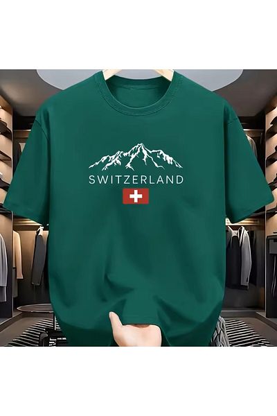 l'eivor Swiss Alps Printed Cotton T-Shirt
