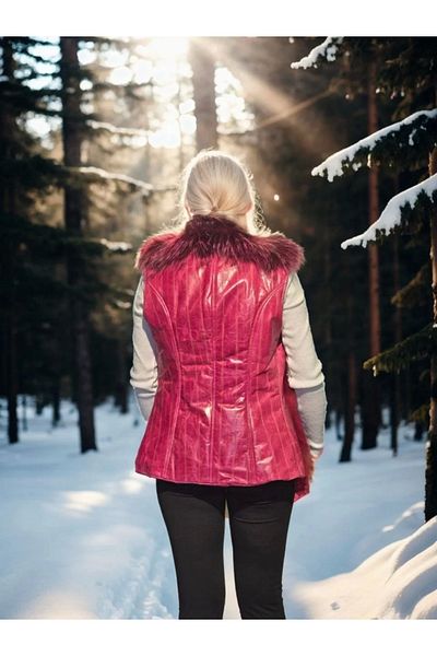 SuQ Women's Sleeveless Genuine Vest - Fuchsia
