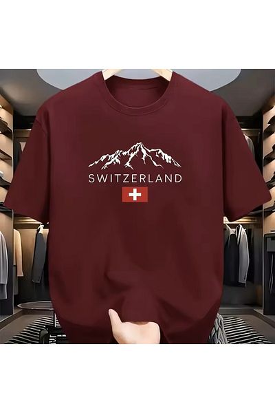 l'eivor Swiss Alps Printed Cotton T-Shirt