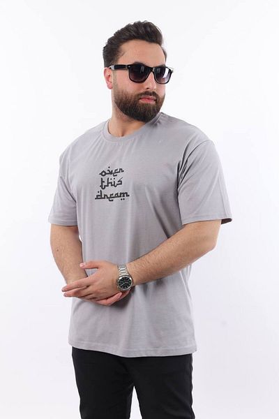 STOCX Men's Oversized T-Shirt -'Open This Dream' Text and Carpet Pattern Back Print