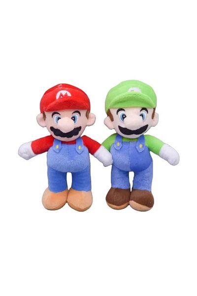 OEM Set 2 figurine de pluș, Mario și Luigi, multicolore, 25 cm + set de pastă de modelat, 12 pungi, multicolore