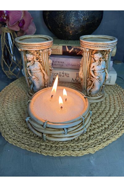 Gardenya Antıik Ruh Mumluk Seti ( İnci Tozu Mum Hediyeli )