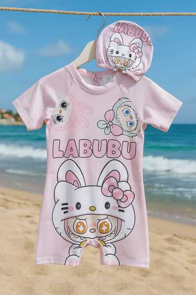 RONYPONY Girl's Full Body Back Zipper Swimsuit Cute Pattern Printed, Checkered Suit