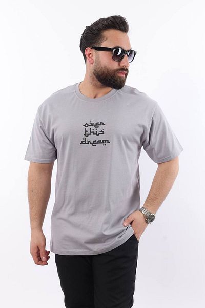 STOCX Men's Oversized T-Shirt -'Open This Dream' Text and Carpet Pattern Back Print