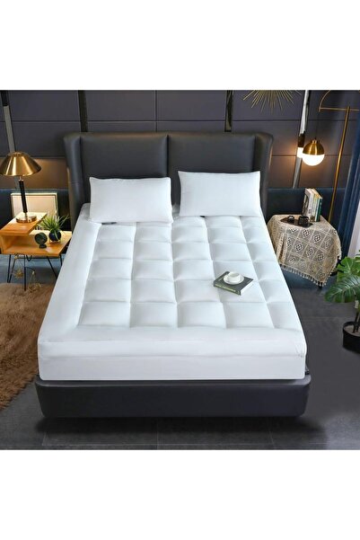 KBOX 180x200 cm Microfiber Bed Topper 14 cm Thick Comfortable Layer with Deep Fit Elastic Edge Skirt