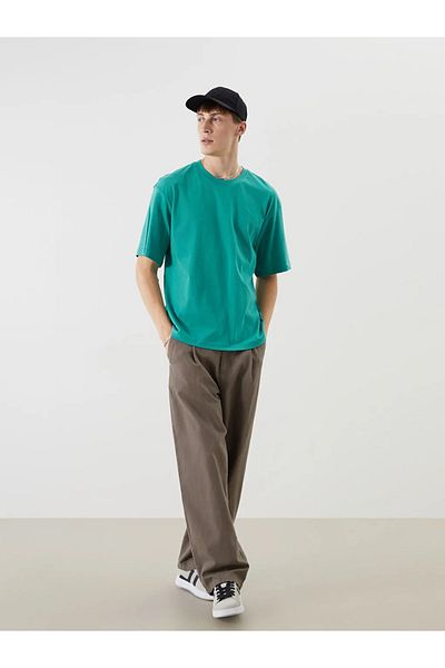 LC Waikiki Xside Green Crew Neck Combed Cotton Men's T-Shirt