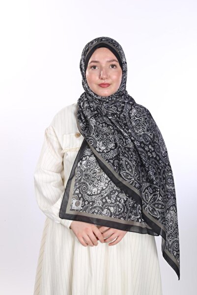 de LUNA Paisley Desen Şal – Gece Siyah