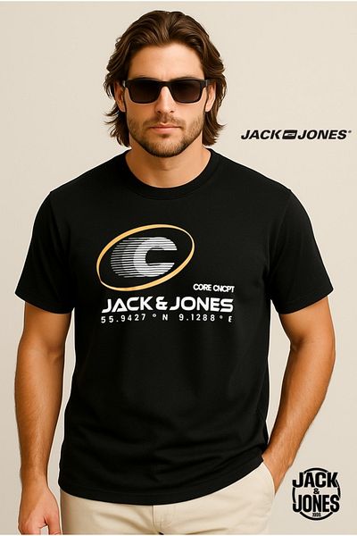 Jack & Jones J&J Men's Logo Printed T-Shirt Black
