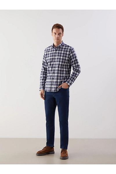 LC Waikiki Ανδρικό πουκάμισο LCWAIKIKI Classic Regular Fit μακρυμάνικο καρό ποπλίνα (W5)