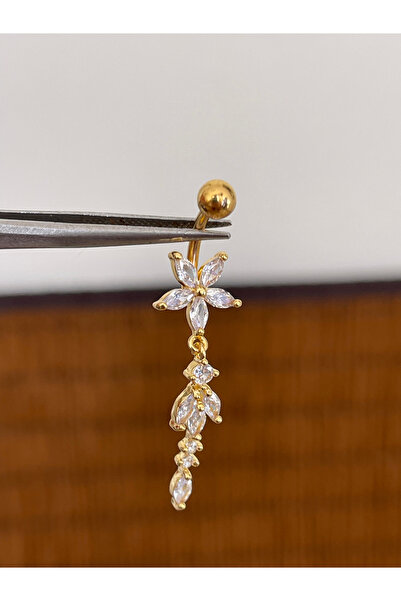 Rupen Kraft 316 L Cerrahi Çelik Anti Alerjik 10 mm Baget Taşlı Sallantılı Çiç...