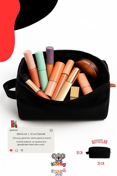 KidHug Plush Soft Makeup Bag 25 cm Women Organizer Premuim Fabric [5 Different Color Options]
