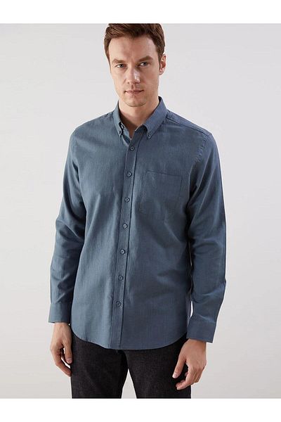 LC Waikiki Ανδρικό πουκάμισο LCWAIKIKI Classic Regular Fit με μακρυμάνικο λινό μείγμα (W5)