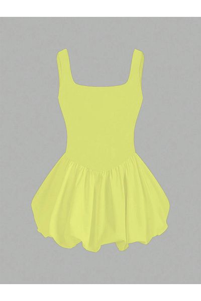 Gökçe Kaplan Store Women's Summer Strap Balloon Skirt Mini Dress