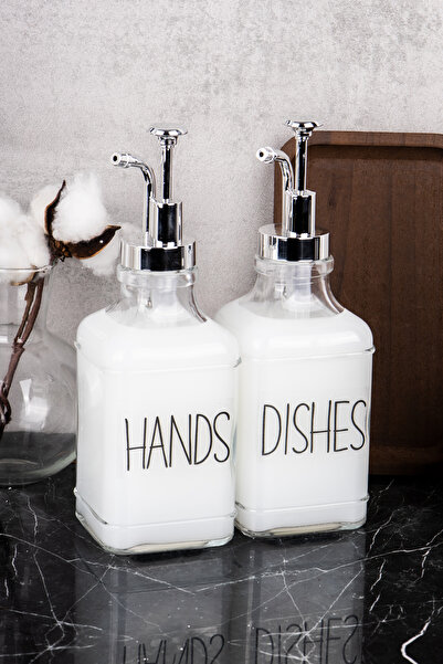 DNS HOME 2li Cam Sabunluk Seti Ahşap Stantlı Cam Sıvı Sabunluk Deterjanlık Seti El Sabunu Bulaşık Deterjanı