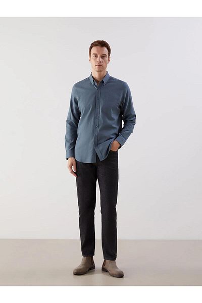 LC Waikiki Ανδρικό πουκάμισο LCWAIKIKI Classic Regular Fit με μακρυμάνικο λινό μείγμα (W5)