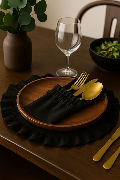 Mirilliahome Θήκη για κουτάλια / θήκη για χαρτοπετσέτα από ακατέργαστο λινό 6 τεμαχίων – Θήκη για πιρούνι και κουτάλι