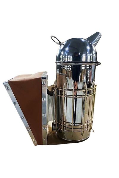GOLD MARKET Afumator Apicol din Inox cu cap rotund si burduf, 30 cm x 25 cm x 10 cm, Argintiu