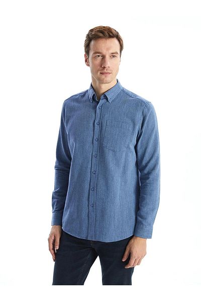 LC Waikiki Мъжка риза LCWAIKIKI Classic Regular Fit с дълъг ръкав и ленен плат (W5)