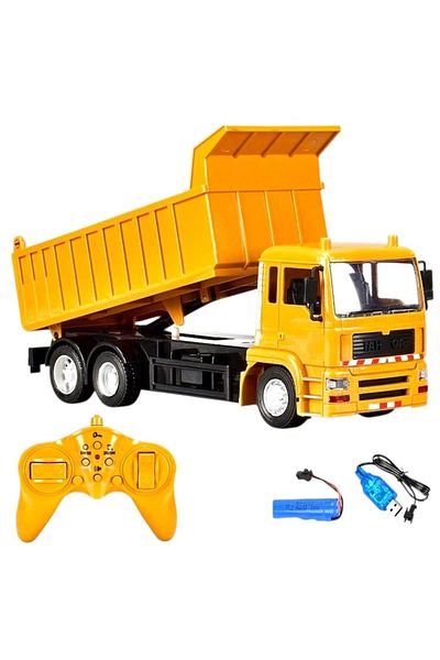 LEIBOO Jucarie pentru Copii de Constructie tip Camion Basculanta, Telecomanda, Acumulator cu Incarcare USB,