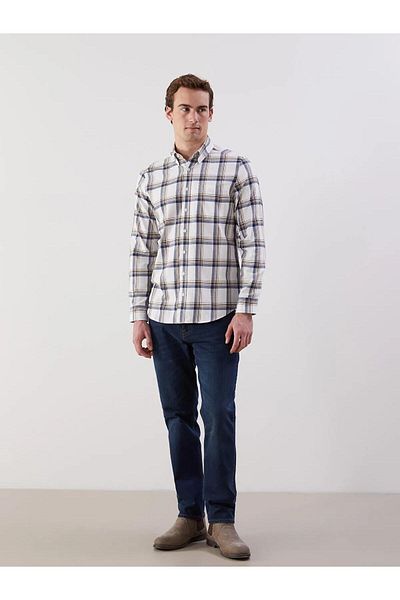 LC Waikiki Ανδρικό πουκάμισο LCWAIKIKI Classic Regular Fit μακρυμάνικο καρό Gabardine (W5)
