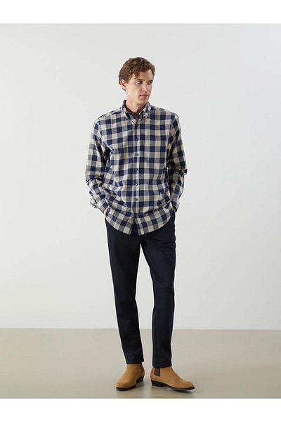 LC Waikiki Ανδρικό πουκάμισο LCWAIKIKI Classic Regular Fit μακρυμάνικο καρό Gabardine (W5)